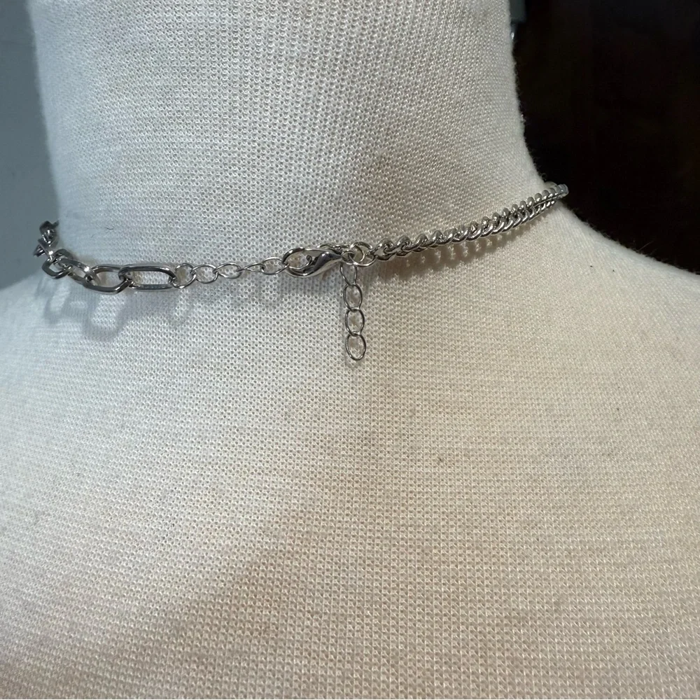 Minimalist Silver split chain Necklace with Cross Pendant